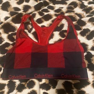 Calvin Klein Red Buffalo Plaid Bralette